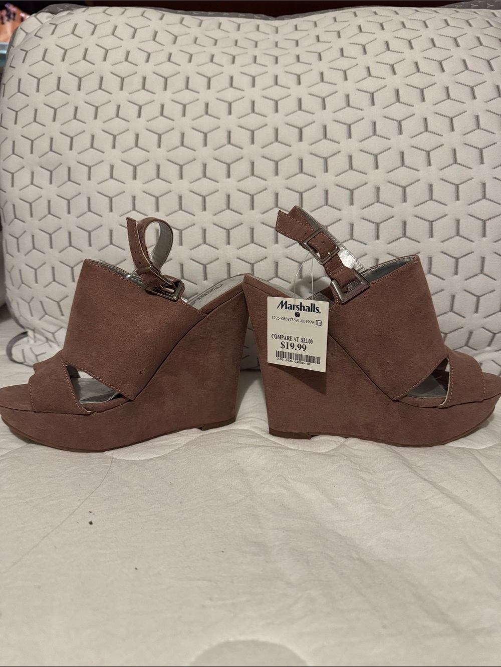 Marshalls Brown Suede Platform Wedge Sandals